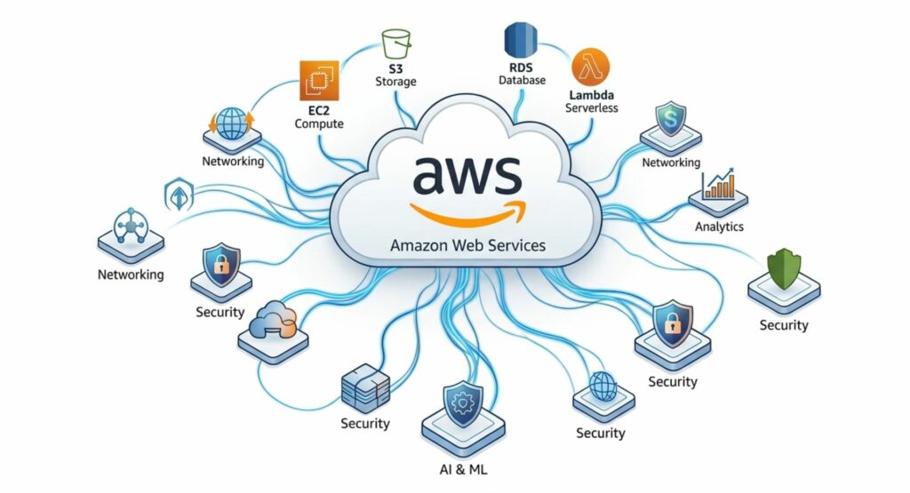 Professional AWS cloud solutions for businesses providing scalable infrastructure, cloud computing, and enterprise digital transformation services